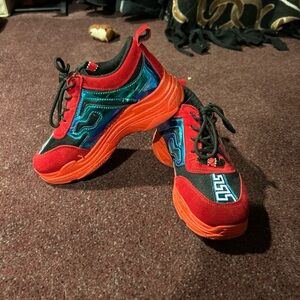 Women’s Red and Blue Chunky Platform Trainer Sneakers